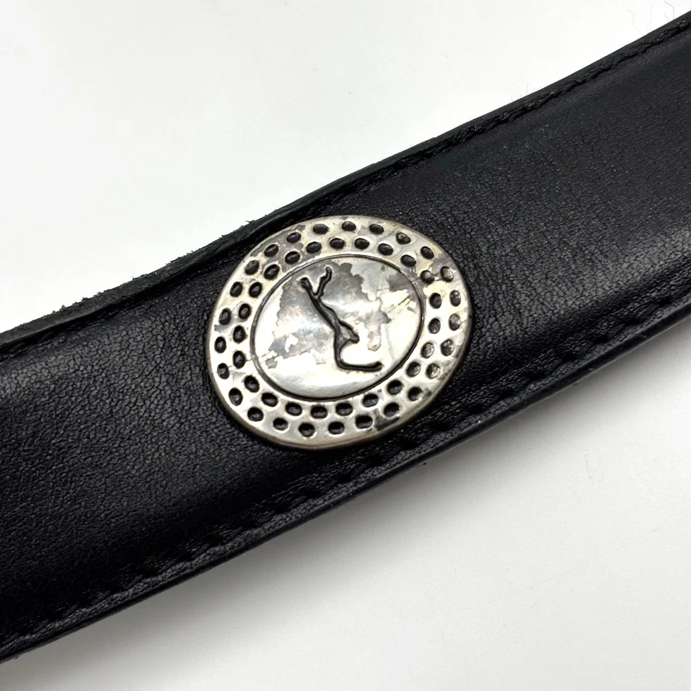 Vintage 90s PGA Tour Black Full Grain Leather Concho Golf Belt 40 38-42